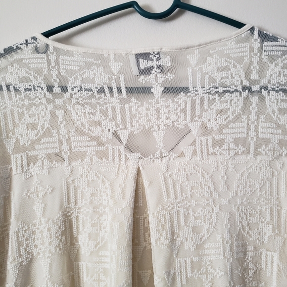 WRAP London Pop Over Cream Lace Top Blouse Embroidery Quater Zip Sz US 16, UK 20 - Picture 5 of 8